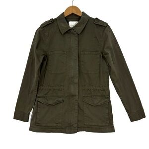 Hinge Women’s Size Small Green Cotton Blend Collared Casual Utility Jacket